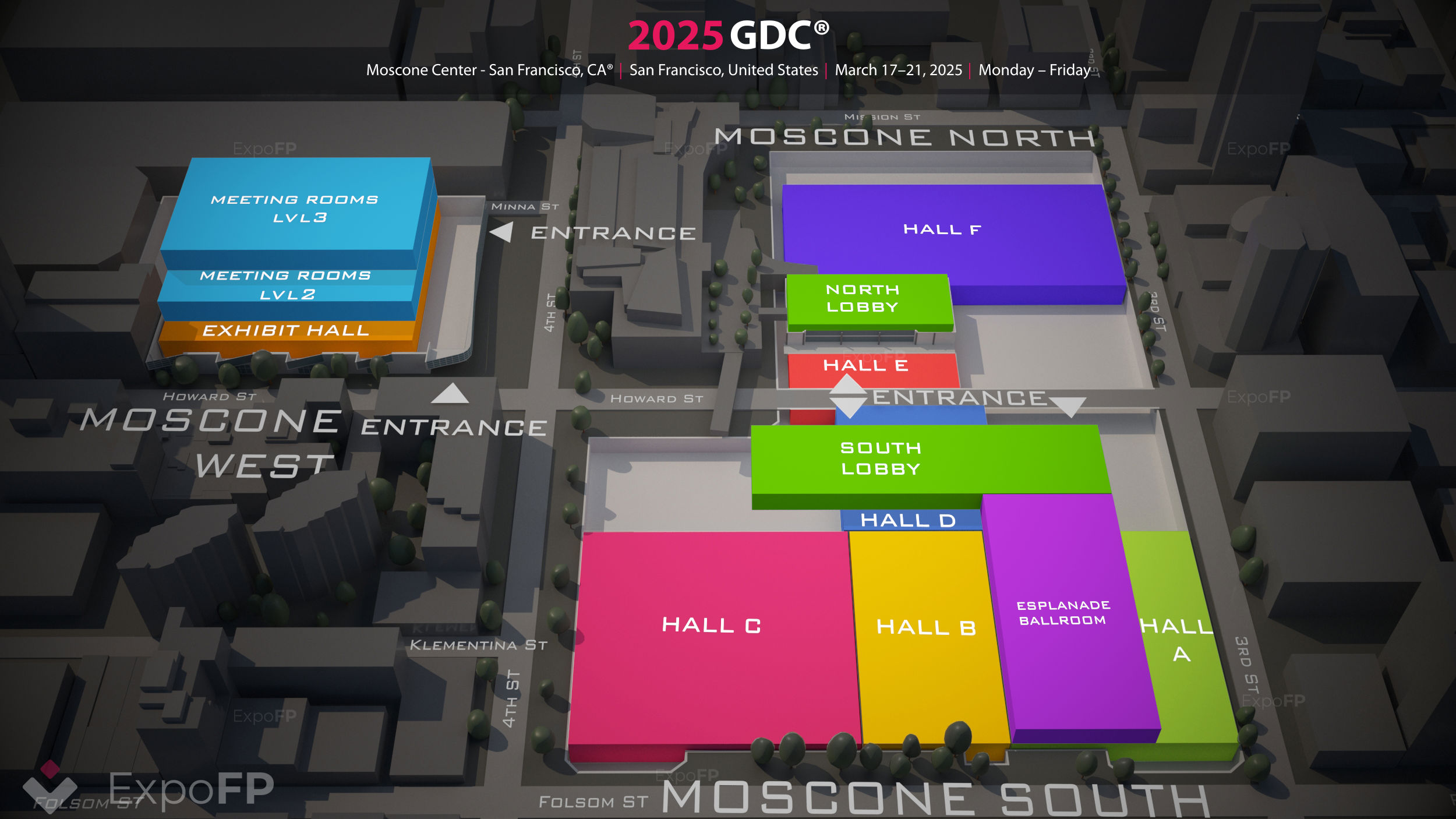 Detailed map of the Moscone Center